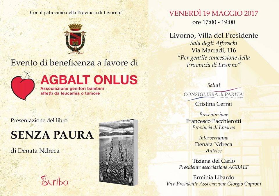 Locandina - presentazione di 'Senza Paura' presso la Villa del Presidente a Livorno.