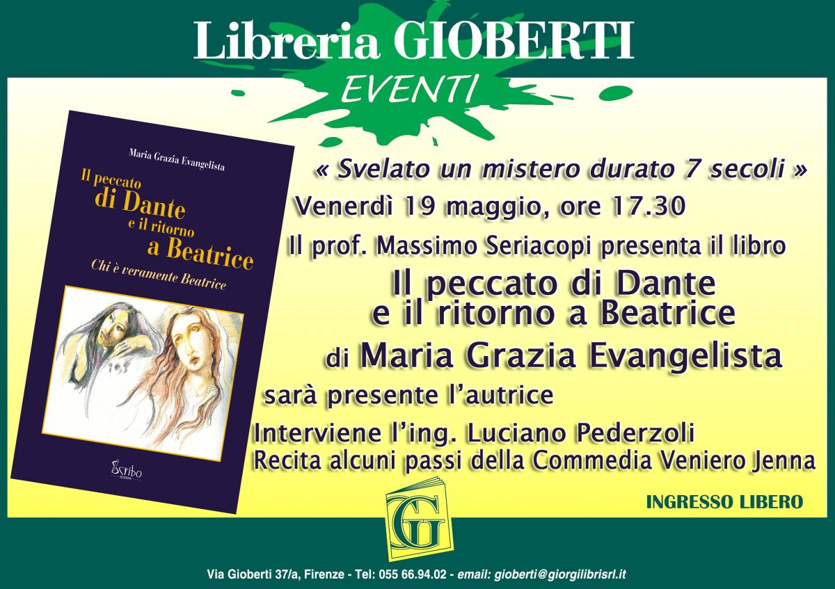 Locandina - Presentazione "Il peccato di Dante e il ritorno a Beatrice".